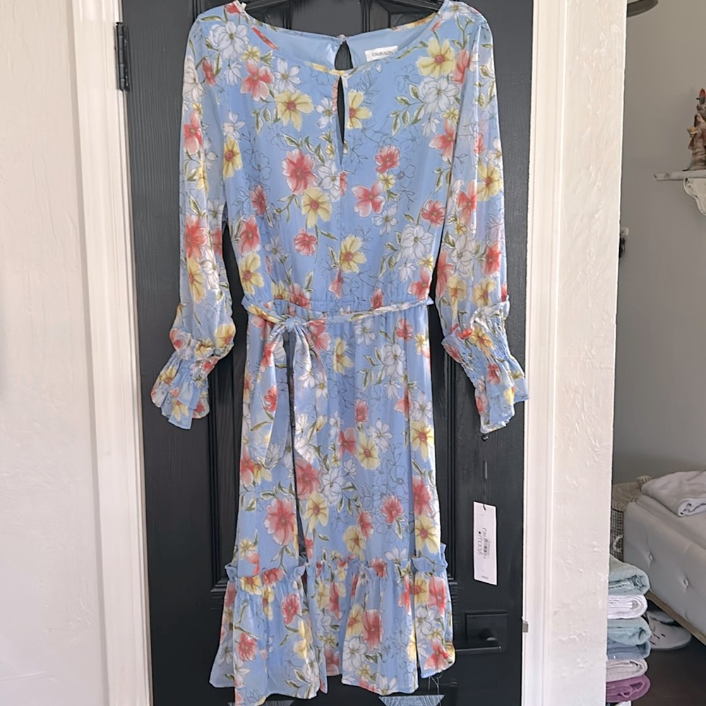 Calvin Klein floral flutter dress